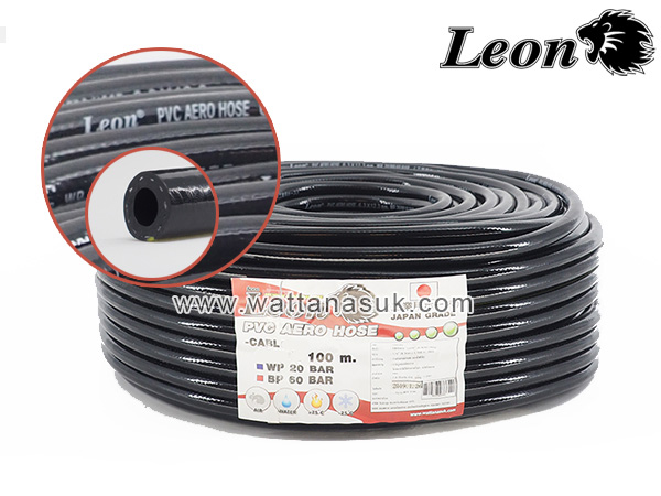 CABL03 สายลม พีวีซี ดำ/เรียบ 3/8"X16MMX100M LEON