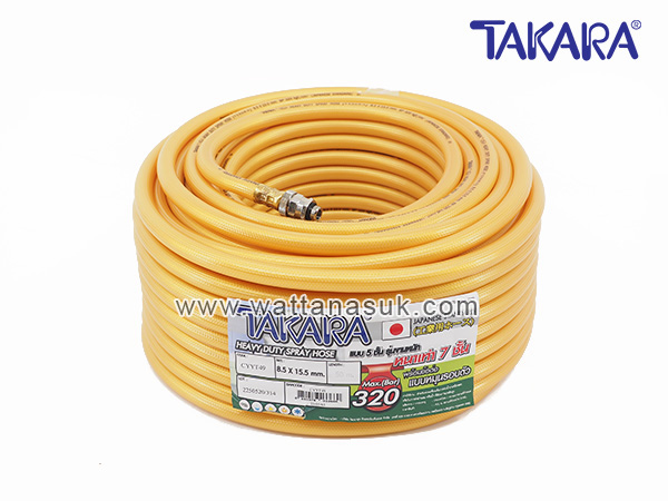 CYYT57 สายพ่นน้ำยา TAKARA สืแดงเลือด หนาพิเศษ 5 ชั้น (เทียบเท่า 7 ชั้น)  100 เมตร/พันโรล